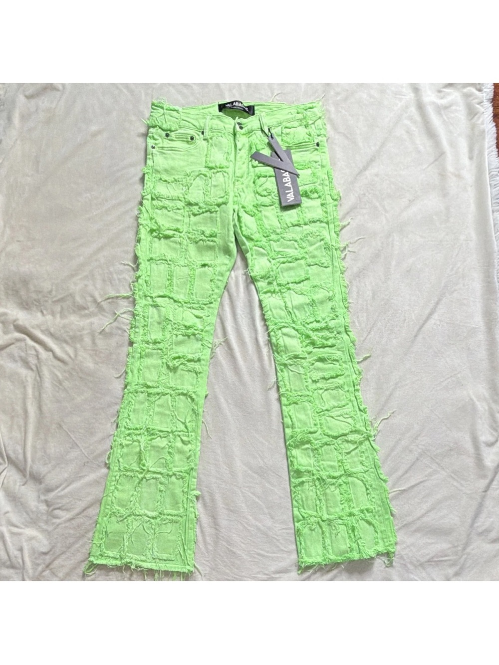 VLAB Neon Green Slim Jeans for Men
